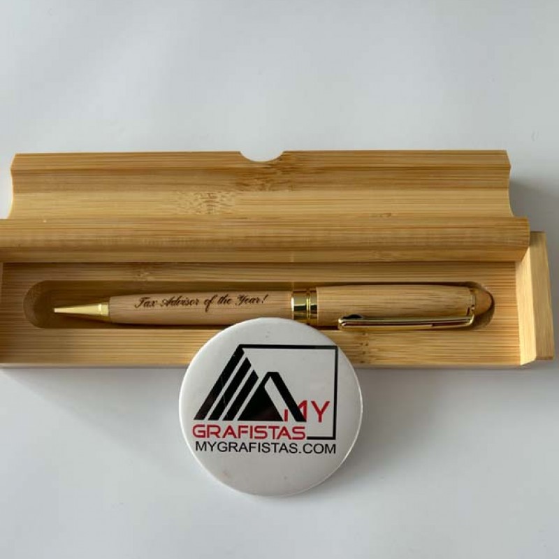 pen in bamboo box Με Χάραξη το Σχέδιο σας Κωδ.09912-436