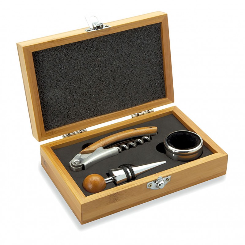 Wine set in bamboo box Με Χάραξη το Σχέδιο σας Κωδ.08147-655 Wine set in bamboo box Με Χάραξη το Σχέδιο σας Κωδ.08147-655
