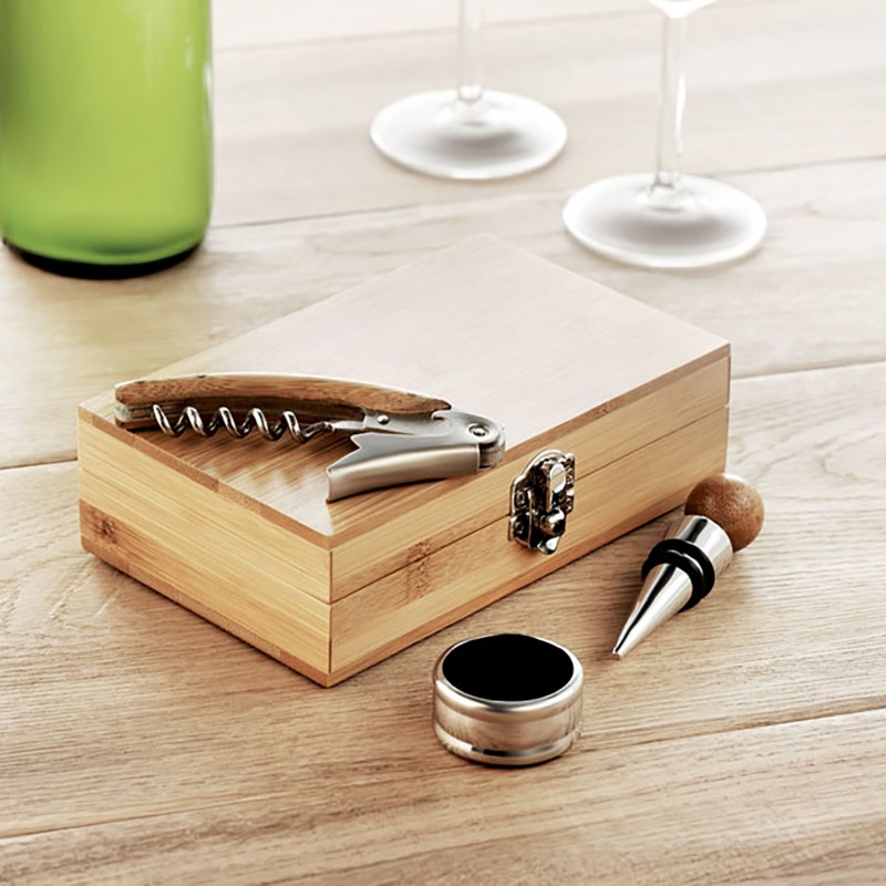 Wine set in bamboo box Με Χάραξη το Σχέδιο σας Κωδ.08147-655 Wine set in bamboo box Με Χάραξη το Σχέδιο σας Κωδ.08147-655