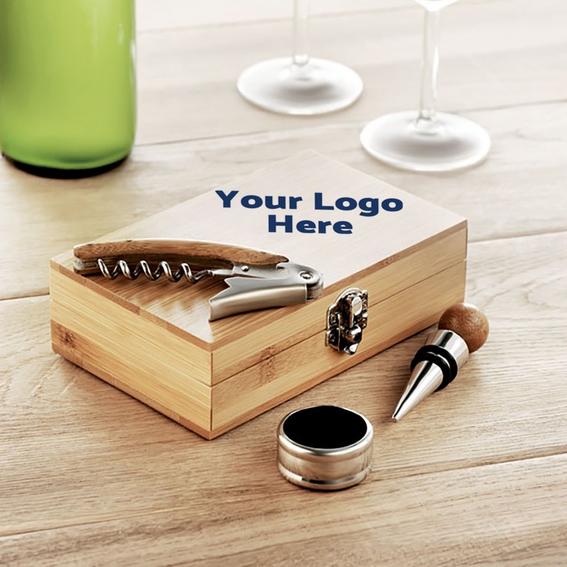 Wine set in bamboo box Με Χάραξη το Σχέδιο σας Κωδ.08147-655 Wine set in bamboo box Με Χάραξη το Σχέδιο σας Κωδ.08147-655