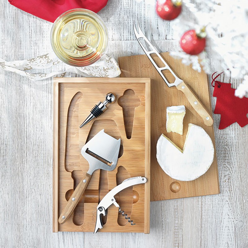 Bamboo cheese and wine set κωδ.8416-1845 Με Χάραξη  LASER το Σχέδιο σας 