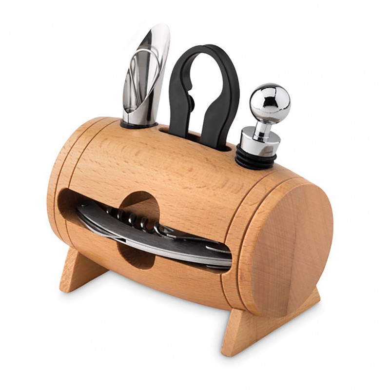 Wooden stand with 4 wine accessories Με Χάραξη το Σχέδιο σας Κωδ.09523-700 Wooden stand with 4 wine accessories Με Χάραξη το Σχέδιο σας Κωδ.09523-700