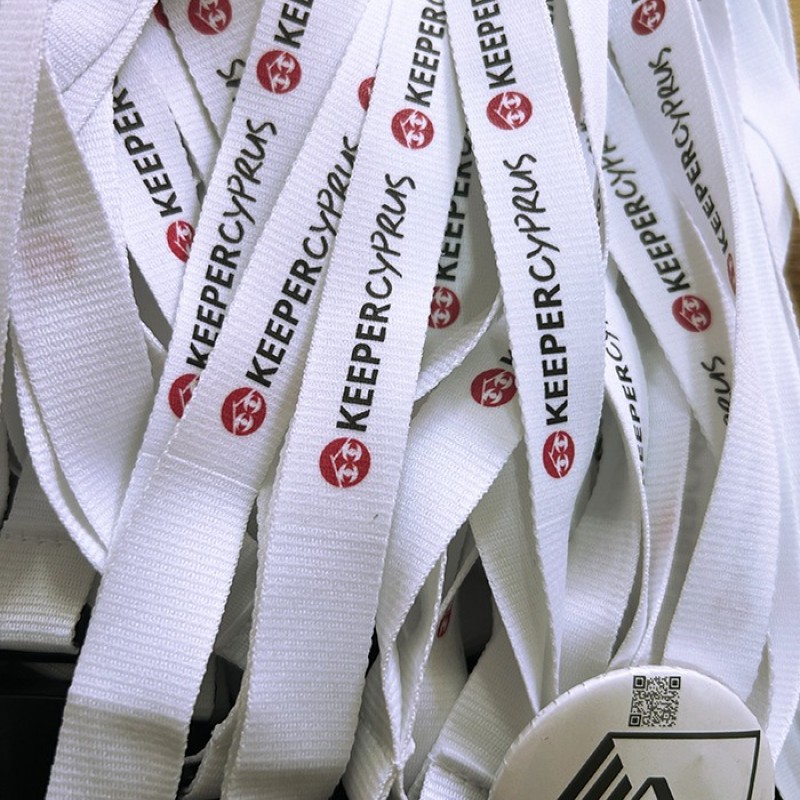 Lanyard  2cm with metal hook με Εκτύπωση Πολύχρωμη το Σχεδιο σας Βest Seller  κωδ, 09058 ΛΕΥΚΟ 