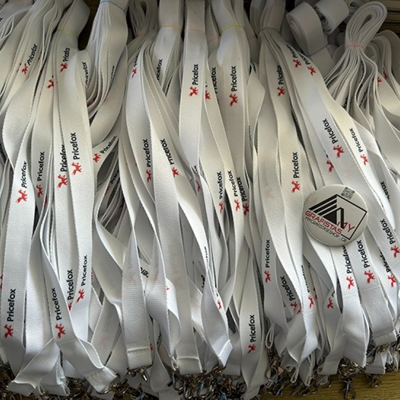 Lanyard  2cm with metal hook με Εκτύπωση Πολύχρωμη το Σχεδιο σας Βest Seller  κωδ, 09058 ΛΕΥΚΟ 