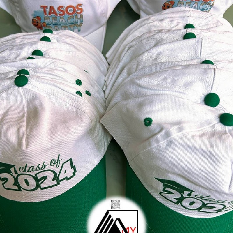 Καπέλα  Οικονομικά Λευκά με Γείσο Χρωματιστό. με Εκτύπωση το Σχεδιο σας 1,10€ κωδ.02550-62-white