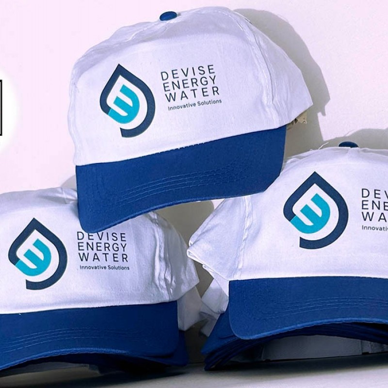 Καπέλα  Οικονομικά Λευκά με Γείσο Χρωματιστό. με Εκτύπωση το Σχεδιο σας 1,10€ κωδ.02550-62-white