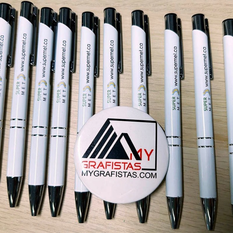 Μεταλλικά Στυλό με Εκτύπωση Πολύχρωμη το σχέδιο σας  0,40€  κωδ. 08892-21 WHITE