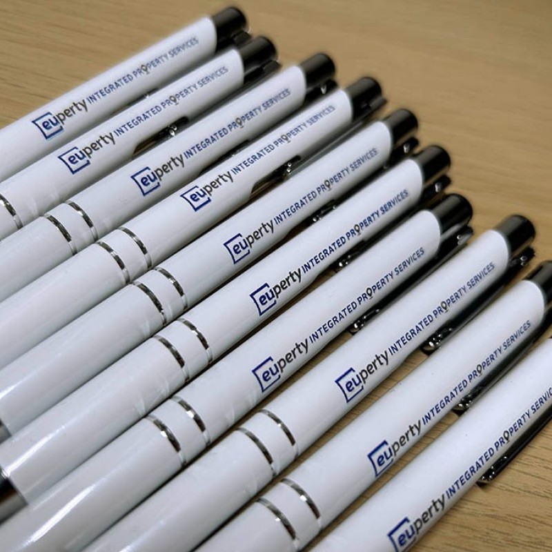 Μεταλλικά Στυλό με Εκτύπωση Πολύχρωμη το σχέδιο σας  0,40€  κωδ. 08892-21 WHITE