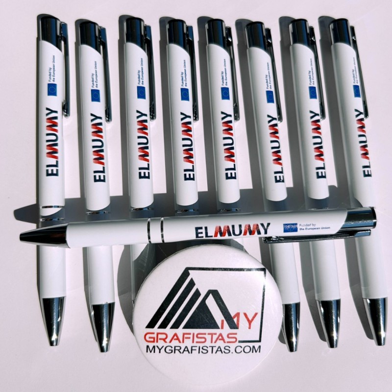 Μεταλλικά Στυλό με Εκτύπωση Πολύχρωμη το σχέδιο σας  0,40€  κωδ. 08892-21 WHITE