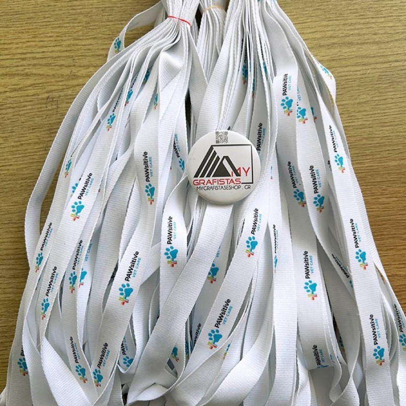 Lanyard  2cm with metal hook με Εκτύπωση Πολύχρωμη το Σχεδιο σας Βest Seller  κωδ, 09058 ΛΕΥΚΟ 